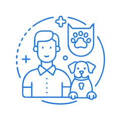 Obraz premium Veterinary care icon with man and dog