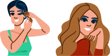 shadow smokey eye makeup vector. liner blending, palette dramatic, bold crease shadow smokey eye makeup character. people flat cartoon illustration