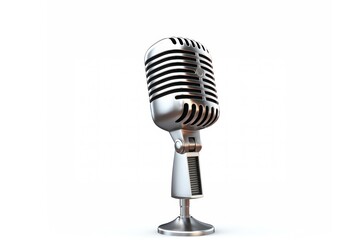 Fototapeta premium Microphone white background broadcasting technology.