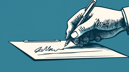 Hand signing on e-document for approval of software licenses and agreements.