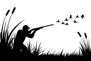Duck Hunting silhouette vector illustration