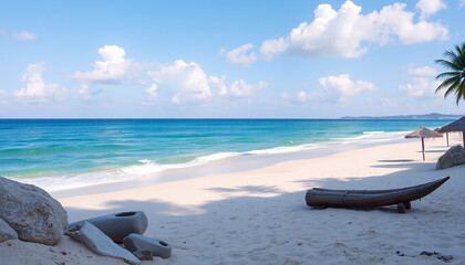 Obraz premium Beach Background Design – Relaxing and Scenic Visuals for Your Creative Projects