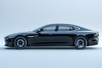 Fototapeta premium A black car is shown on a white background