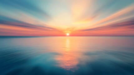 Obraz premium Tranquil sunset over ocean, a blurred masterpiece of nature's beauty experience