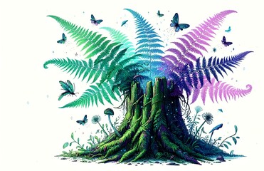 Pastel colored ferns