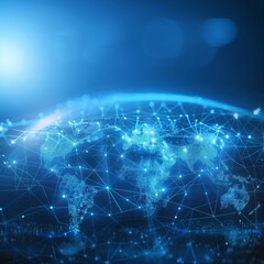 Abstract global network concept with a blue glowing