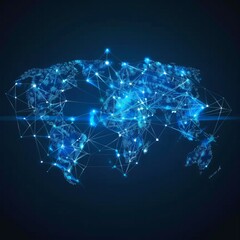 Obraz premium Abstract global network concept with a blue glowing