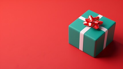 Obraz premium 3D Rendering of a Christmas Gift Box with Ribbon