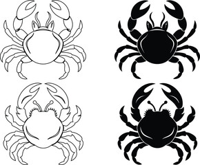Detailed Sea Crab Silhouette Vector Graphic