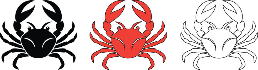 Detailed Sea Crab Silhouette Vector Graphic