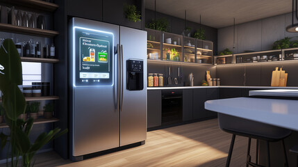 Smart Refrigerator in Modern Kitchen, generative ai