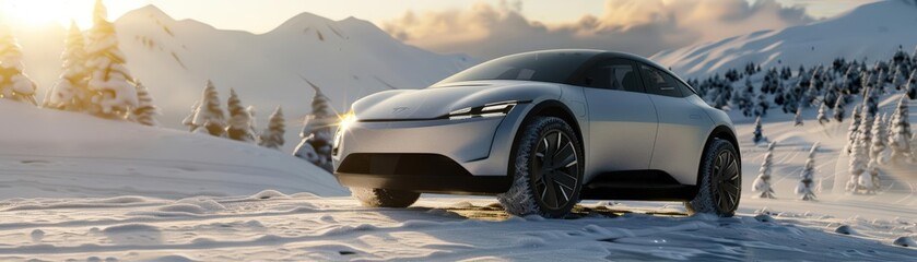 Naklejka premium Visualize the evolution of transportation with a dynamic 3D model showcasing an electric car