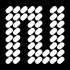 The uppercase N alphabet design is made of dots (like stones). This letter design also looks minimalist, aesthetic, professional, sporty, unique, and of course very cool.