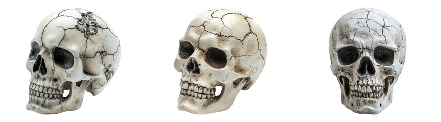 Obraz premium Halloween skull decorations isolated on transparent PNG background perfect for spooky designs or horror-themed projects