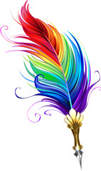 Rainbow feather pen
