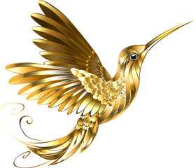 Shiny golden hummingbird © Nelli Valova