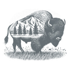 bison vector illustration © CROP MEDIA