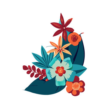 Red & Green Illustrated Tropical Flowers