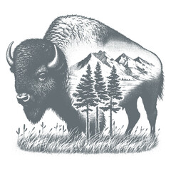 bison vector illustration © CROP MEDIA