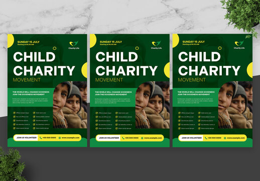 Yellow And Green Charity Flyer