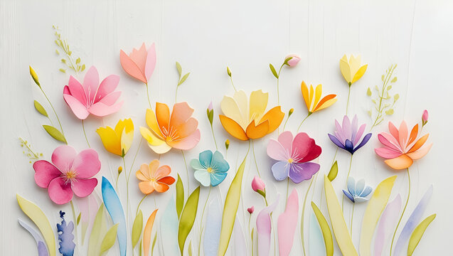 beauty plants and follower pink bule and yellwo vecter ai genrative 