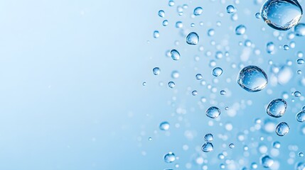 Water Droplets Falling on a Blue Background