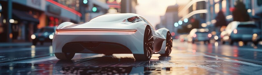 Visualize the future of mobility with a captivating 3D model of an electric car, highlighting its energyefficient components