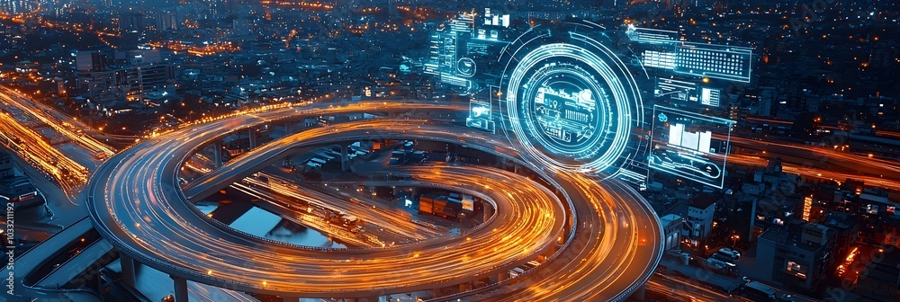 Aufkleber aerial perspective showcasing a complex network of roads and highways representing the intricate log