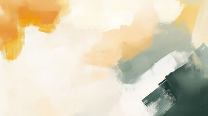 Obraz premium Abstract artwork with soft brushstrokes in beige, orange and green on canvas
