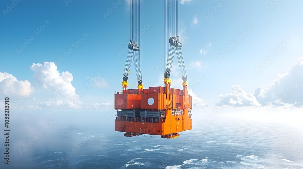 Poster electromagnetic crane lifting containers during port efficient cargo handling and logistics at indus