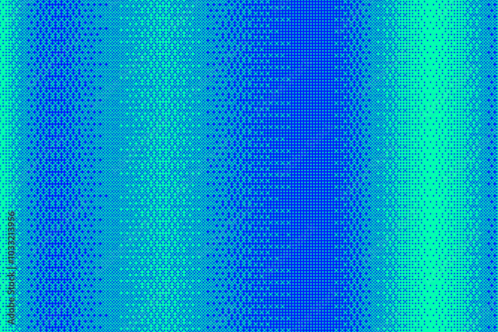 Poster pixel bitmap background with retro dotted pattern. blue striped vector abstract gradation. noise eff