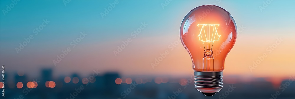Poster Glowing light bulb a symbol of innovation bright ideas and creative thinking  Conceptual image representing breakthrough intelligence and the spark of