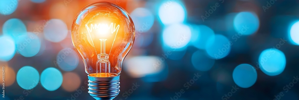 Poster glowing light bulb against a dark background representing innovation creative solutions and bright i