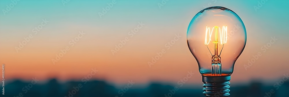 Poster Glowing light bulb against a dark background representing innovation creative solutions and bright ideas  The illuminated bulb symbolizes the spark of discoveries and the power of ingenuity