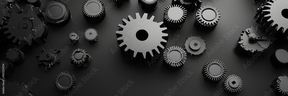 Aufkleber Interlocking Abstract Gears and Cogs Symbolizing Efficient Processes within an Industrial or Technological System