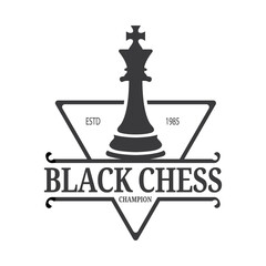 Chess King Game Sport Logo Design with Triangle Symbol Elements Retro Vintage Vector Illustration