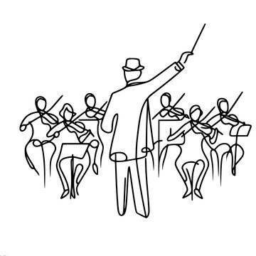line art orchestra conductor directing musicians clip art preview