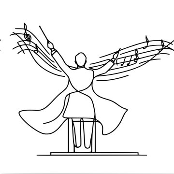 conductor silhouette conducting music notes clip art preview