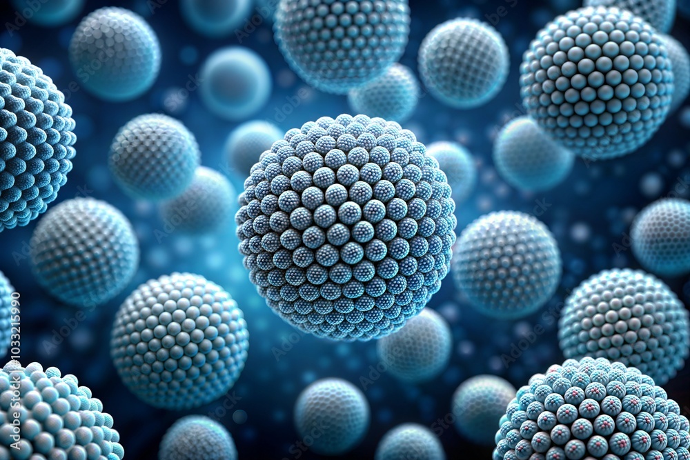 Canvas Prints textured blue spheres in abstract pattern representing biotechnology