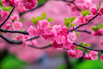 Pink Cherry Blossoms Blooming, A Gorgeous Display of Nature's Colorful Transformation.