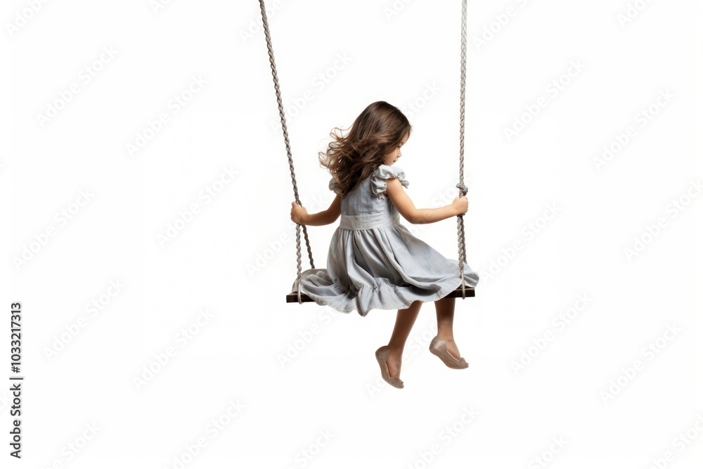 Canvas Prints Swing child sitting white background.