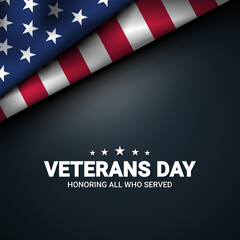 Veterans Day greeting card with USA flag illustration.