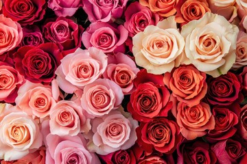 Obraz premium A bouquet of red and pink roses