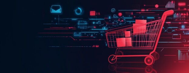 Distribution and logistics concept of global digital internet marketing and business e-commerce banner graphic concept showing global network and social media connection technology. Generative AI
