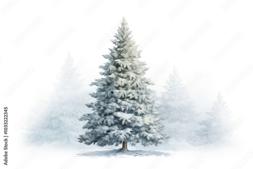 Wall mural Snowy christmas tree outdoors nature plant.