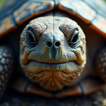 Turtle with a very angry expression on its face