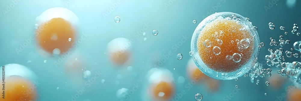 Fototapete Captivating bubbles float and swirl in a liquid medium creating a mesmerizing display that visualizes the dynamic nature of chemical reactions