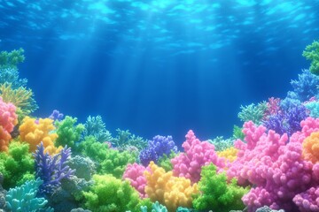 Vibrant Coral Reef Bathed in Sunlight, A Colorful Underwater Wonderland. Generative AI