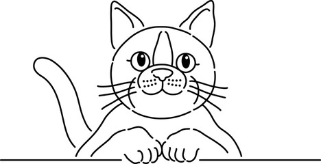 上目使いをしている猫のシンプルな線画