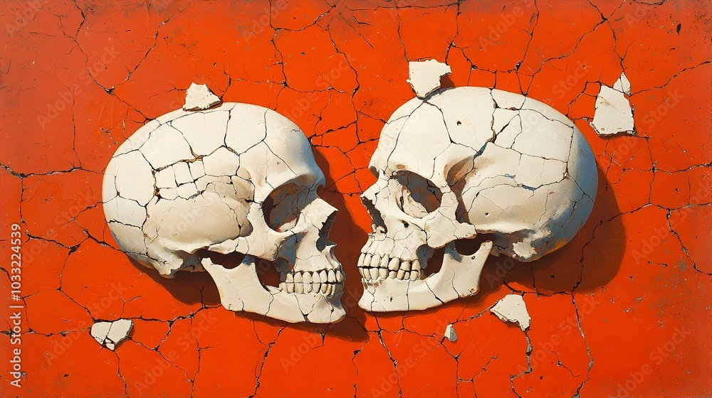 Poster captivating mosaic of human skulls forming an abstract digital art design this striking and visually